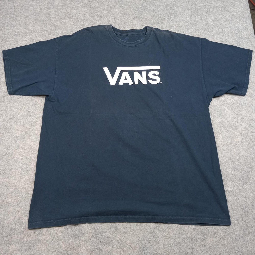 Vans Shirt Mens 2XL Navy Blue Logo Graphic Skateboarding Streetwear Tee Crewneck